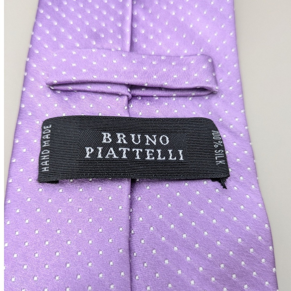 Bruno Piattelli 100% Silk Hand Made Lavender Polka Dot Neck Tie 60x3 - Picture 3 of 3